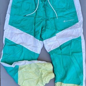 Vintage Champion Aqua and White Athletic Pants